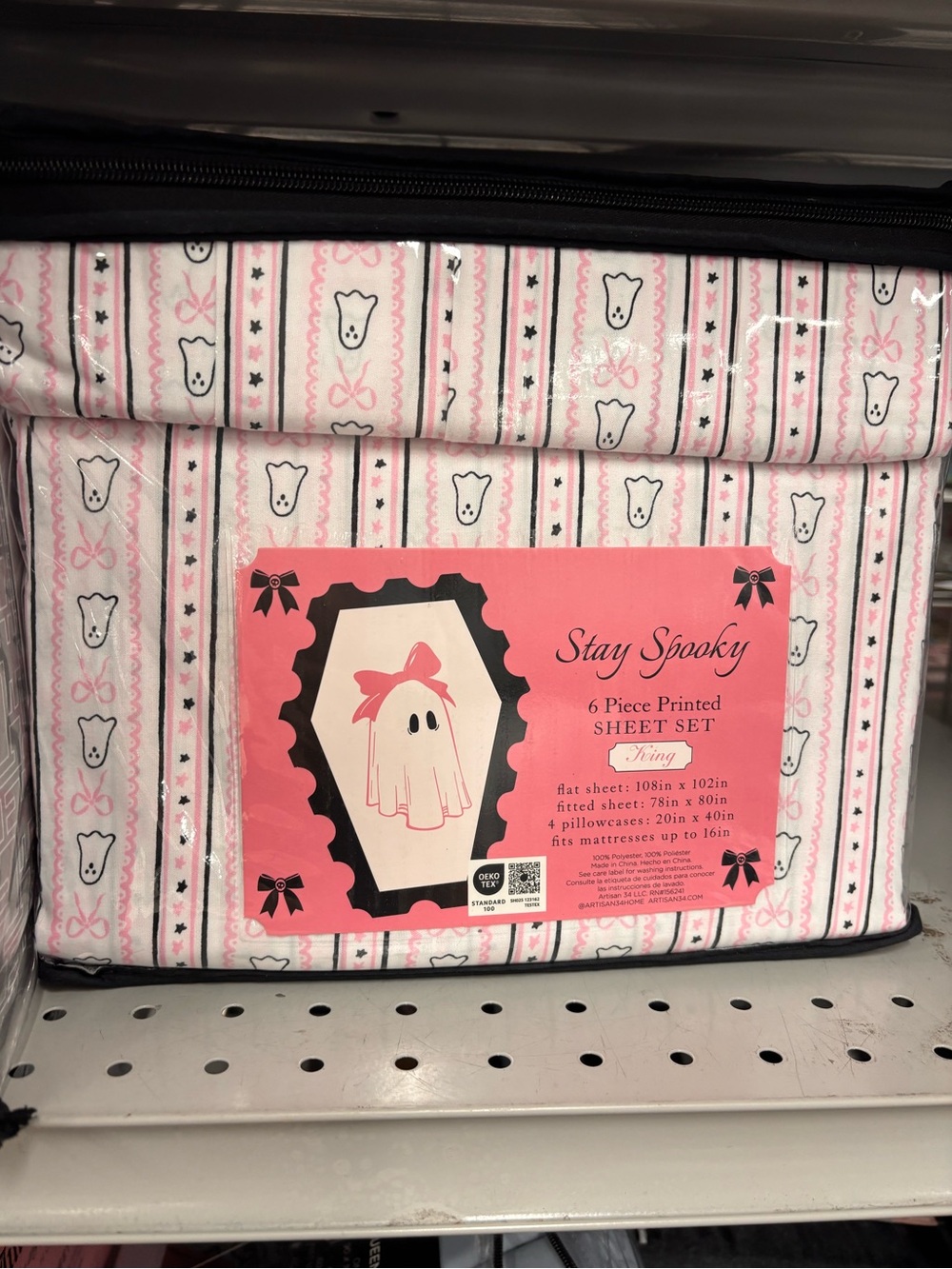 Stay Spooky Pink Ghost 6-Piece Sheet Set